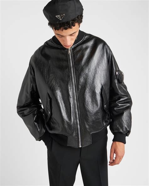 Black Nappa Leather Bomber Jacket 